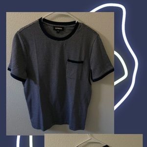 Express Navy Blue and White Shirt